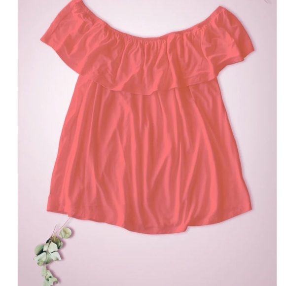 3/13💄Ruffled Off/On Shoulder Flowy Blouse—CORAL - Picture 6 of 9
